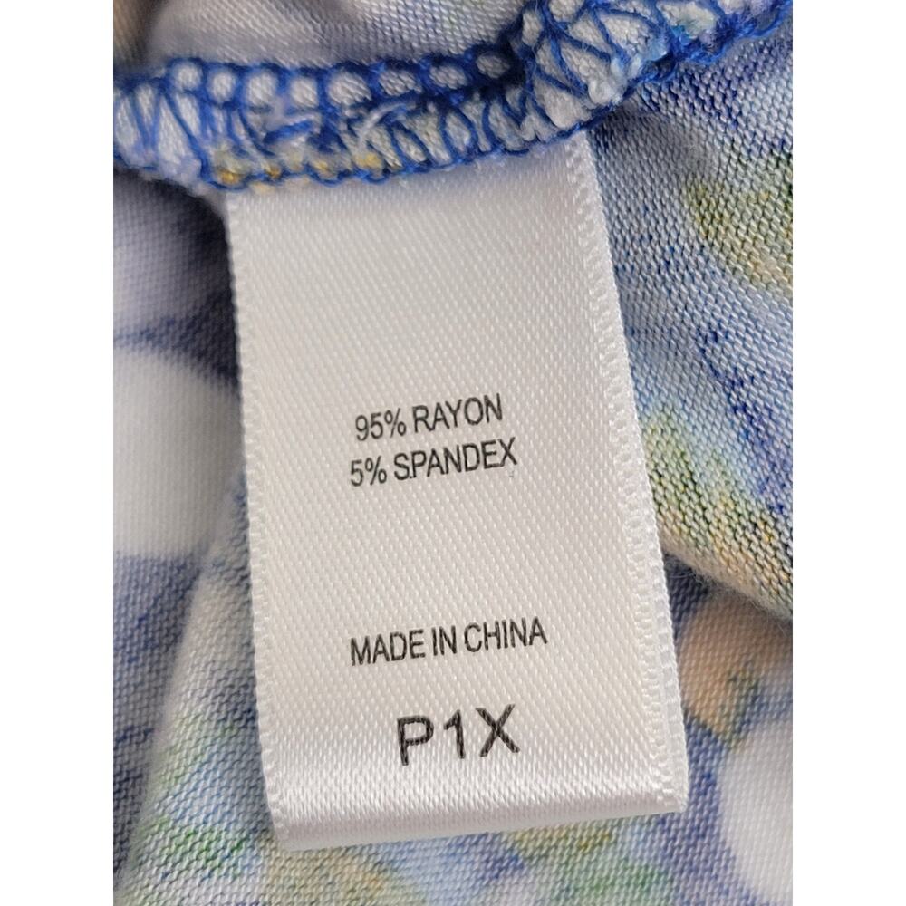Vtg Carol Hochman Sleepwear Nightgown Blue Yellow Floral Slinky Women's Size P1X - Picture 10 of 11